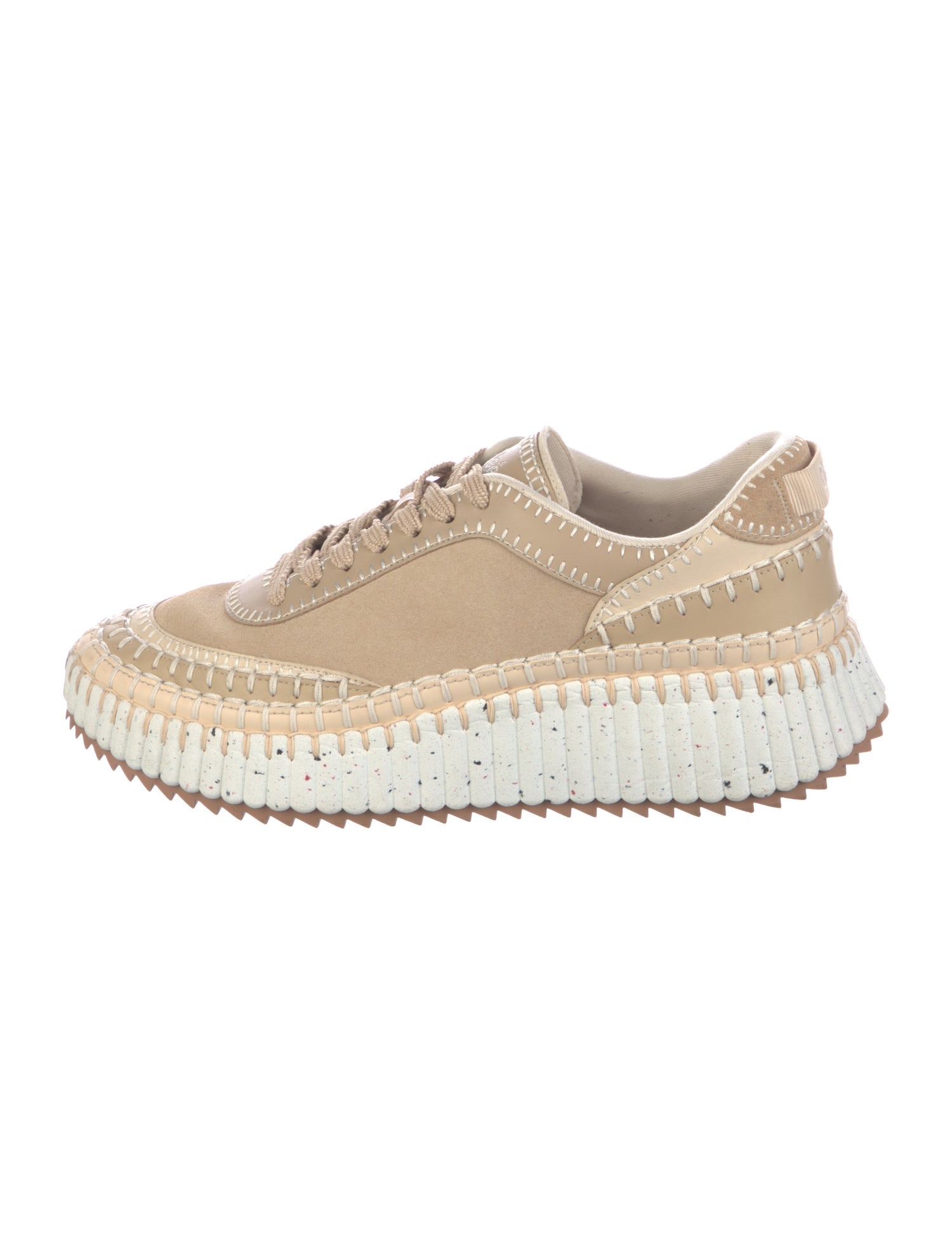 Chloé Suede Whipstitch Trim Sneakers