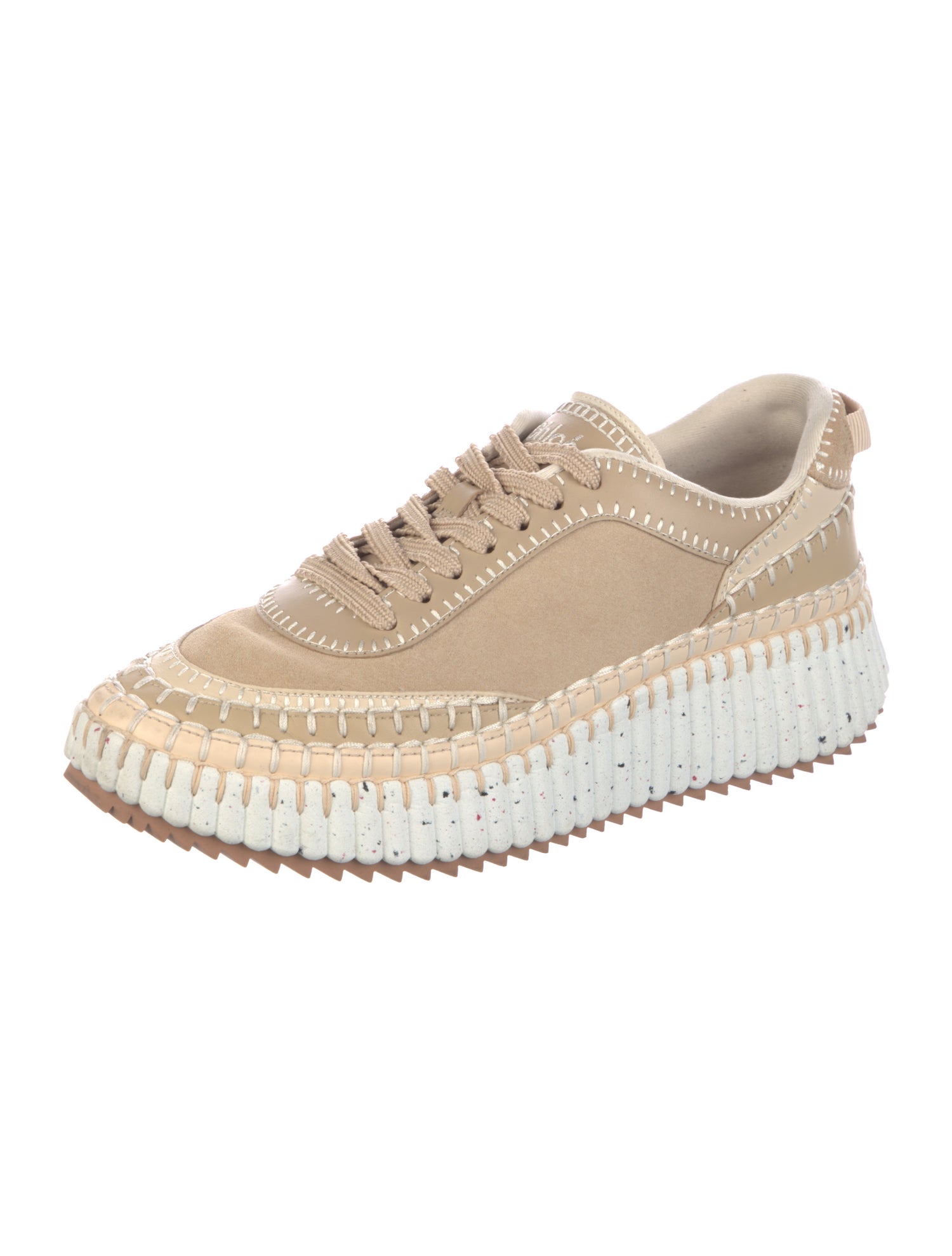 Chloé Suede Whipstitch Trim Sneakers