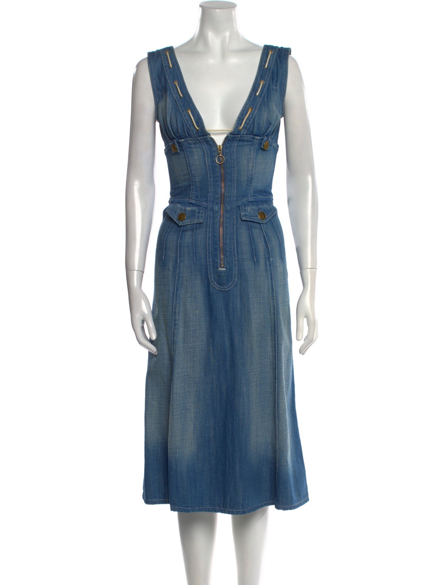 Chloé V-Neck Midi Length Dress