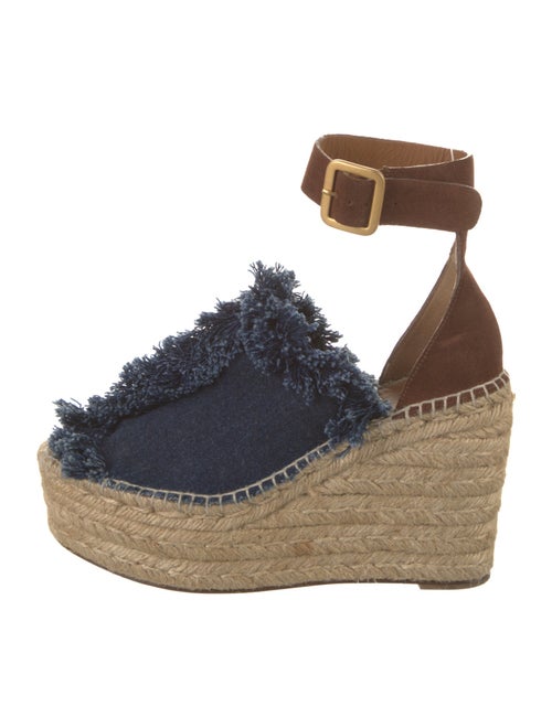 Chloé Denim Colorblock Pattern Espadrilles