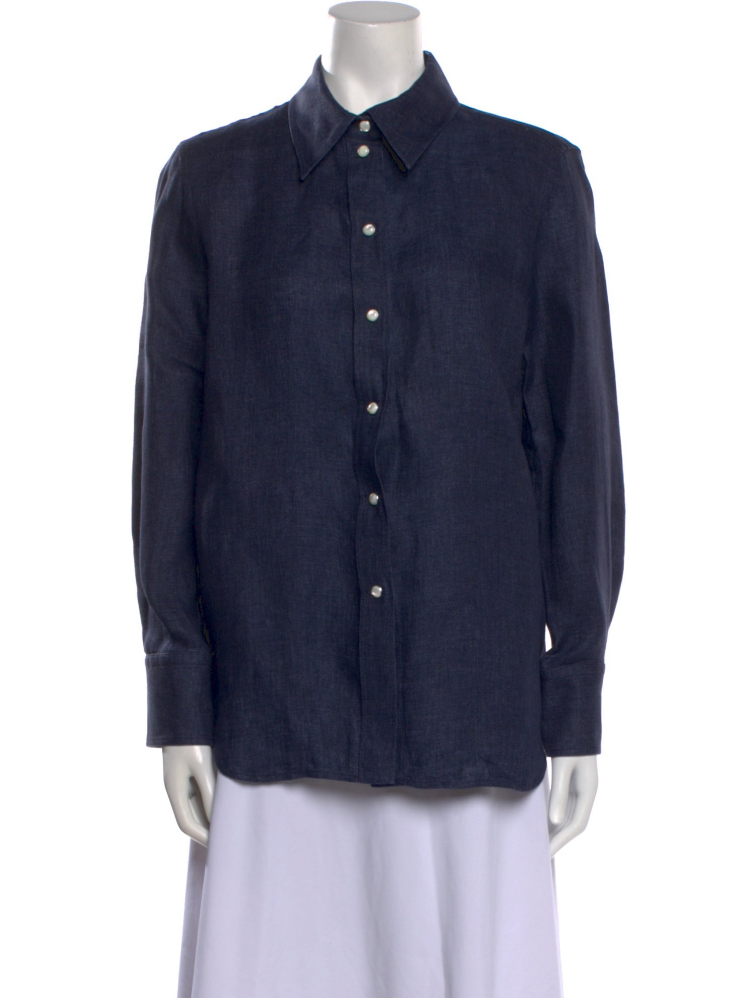 Chloé Linen Long Sleeve Button-Up Top