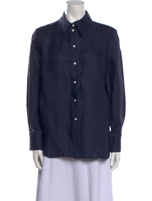 Chloé Linen Long Sleeve Button-Up Top