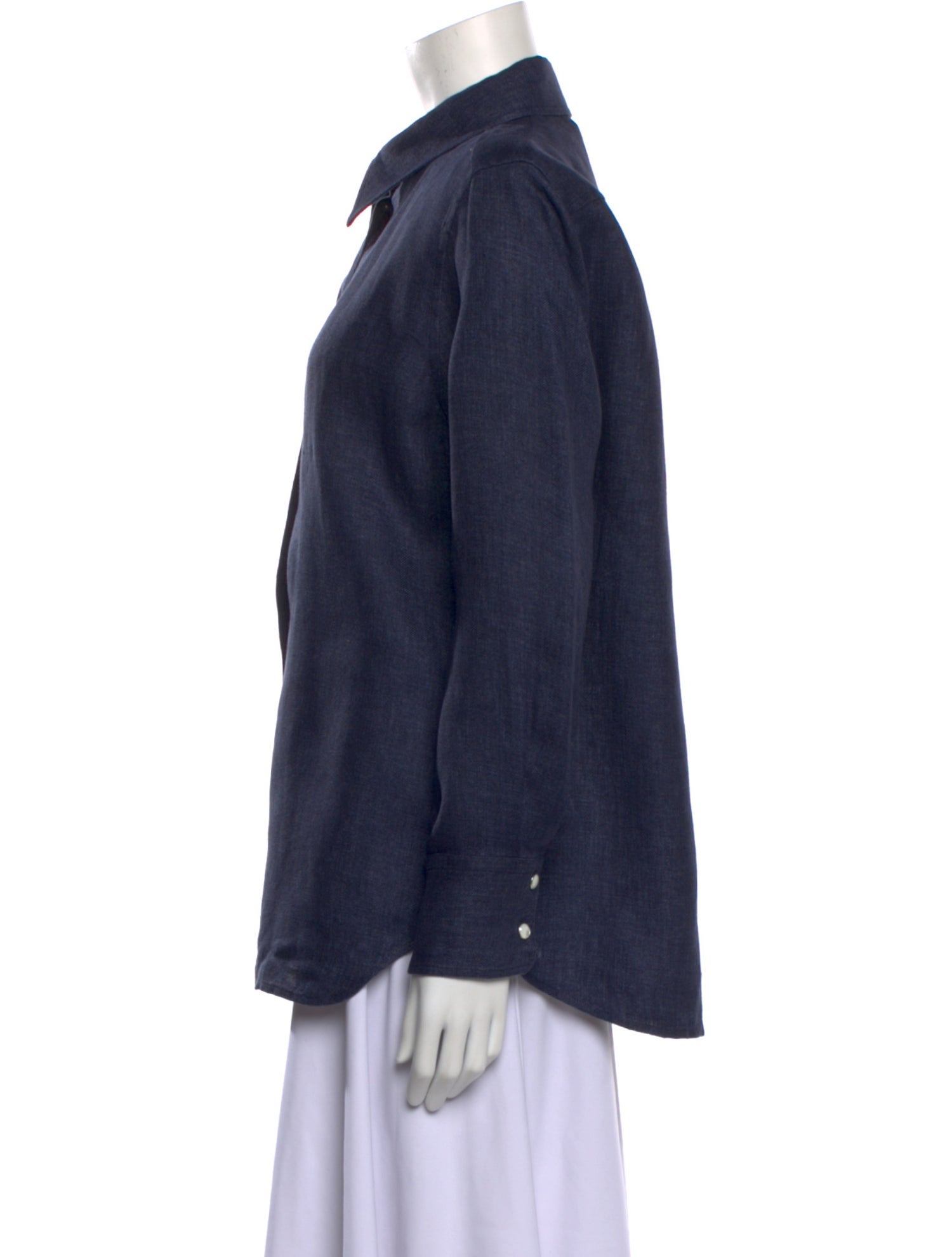 Chloé Linen Long Sleeve Button-Up Top