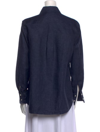 Chloé Linen Long Sleeve Button-Up Top