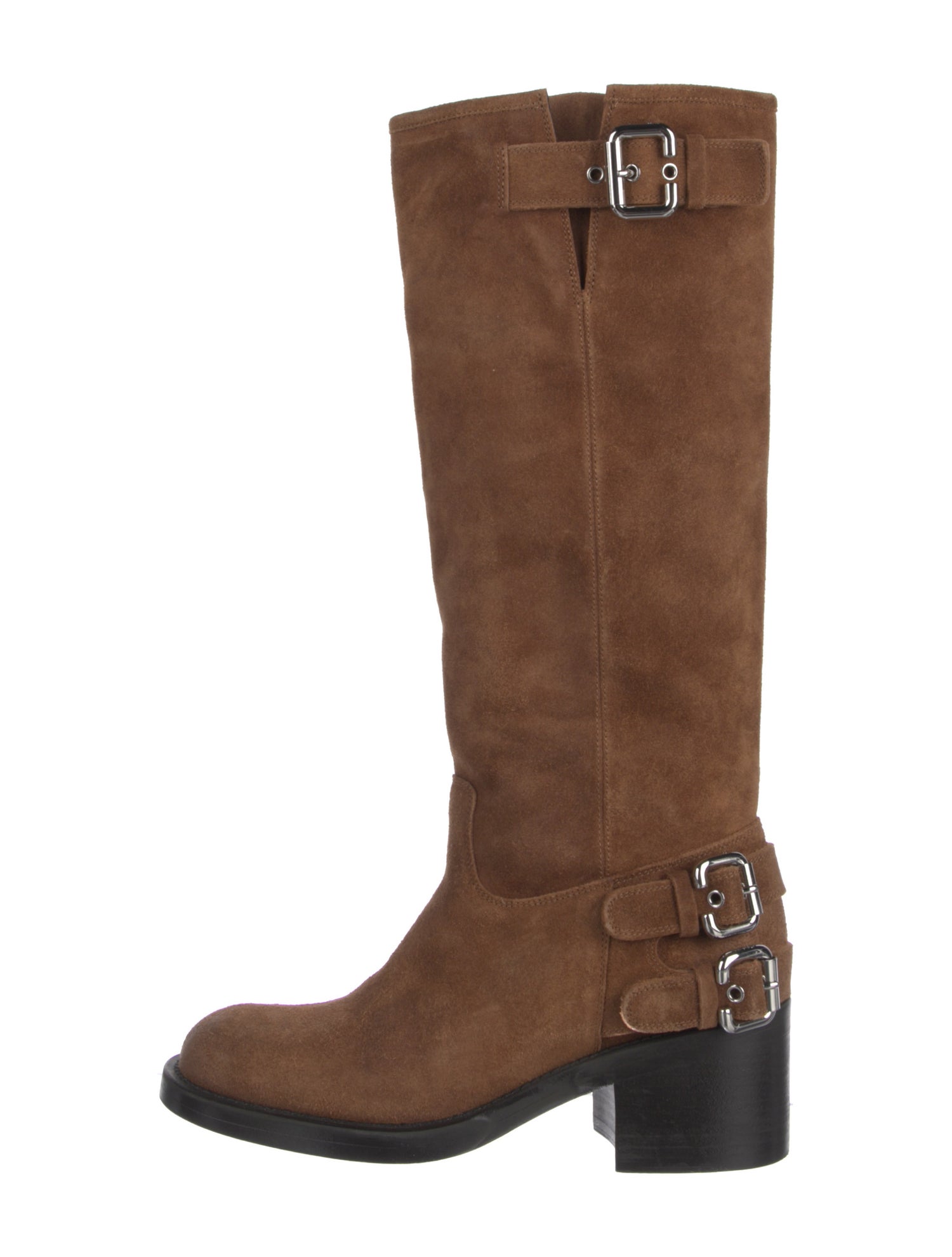 Chloé Suede Colorblock Pattern Riding Boots