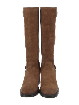 Chloé Suede Colorblock Pattern Riding Boots
