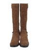 Chloé Suede Colorblock Pattern Riding Boots