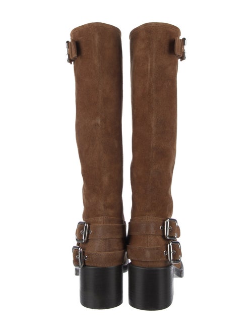Chloé Suede Colorblock Pattern Riding Boots