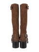 Chloé Suede Colorblock Pattern Riding Boots