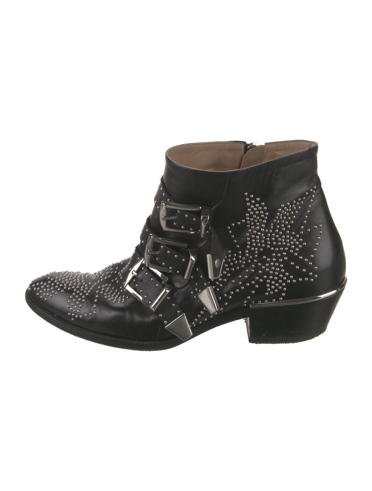 Chloé Leather Studded Accents Western Boots