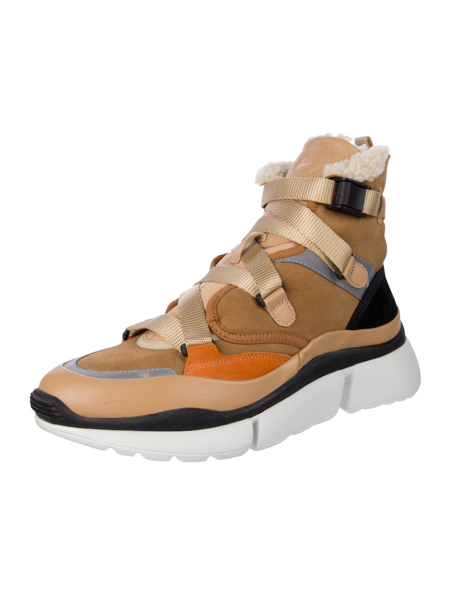 Chloé Suede Colorblock Pattern Sock Sneakers