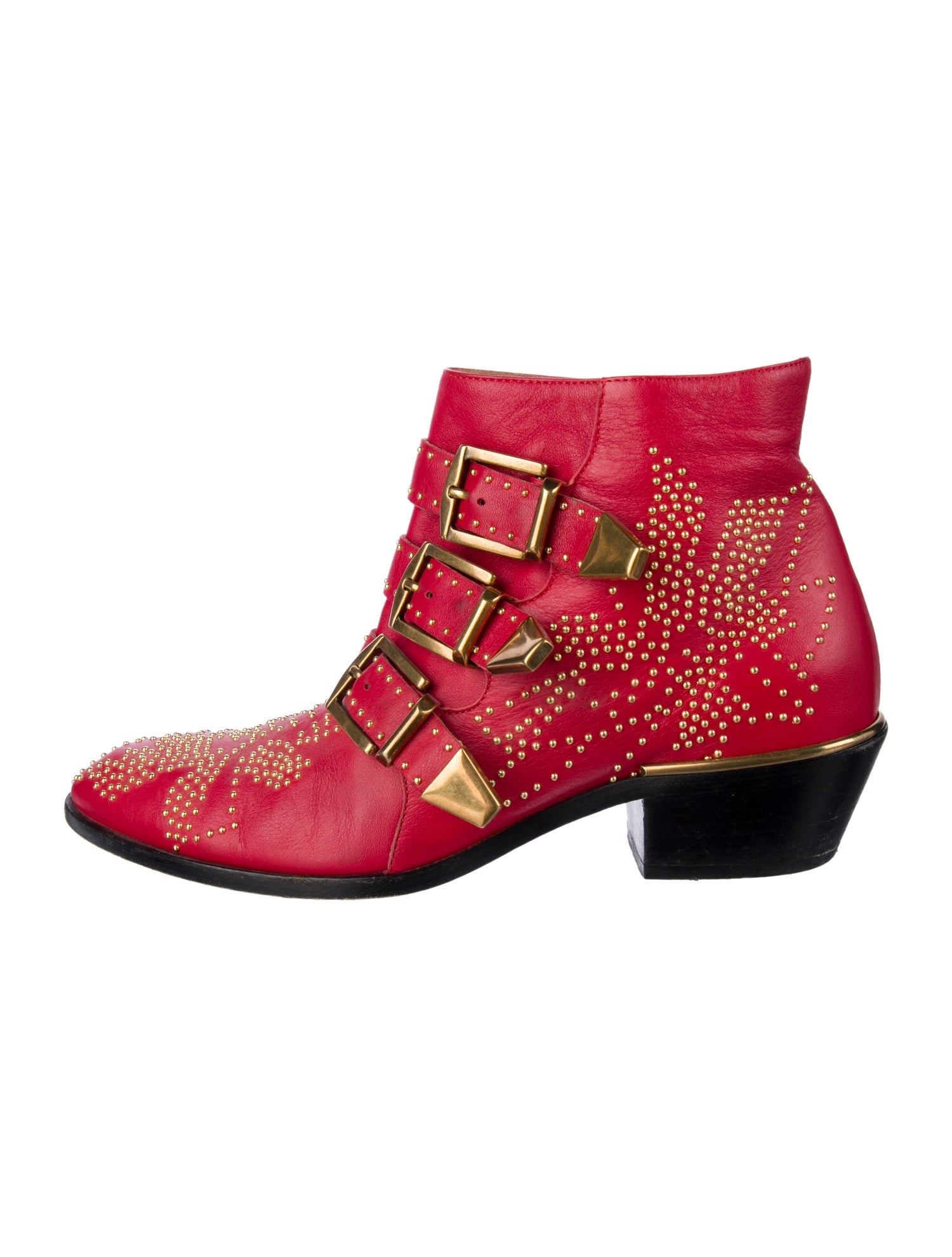 Chloé Leather Studded Accents Boots