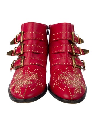 Chloé Leather Studded Accents Boots
