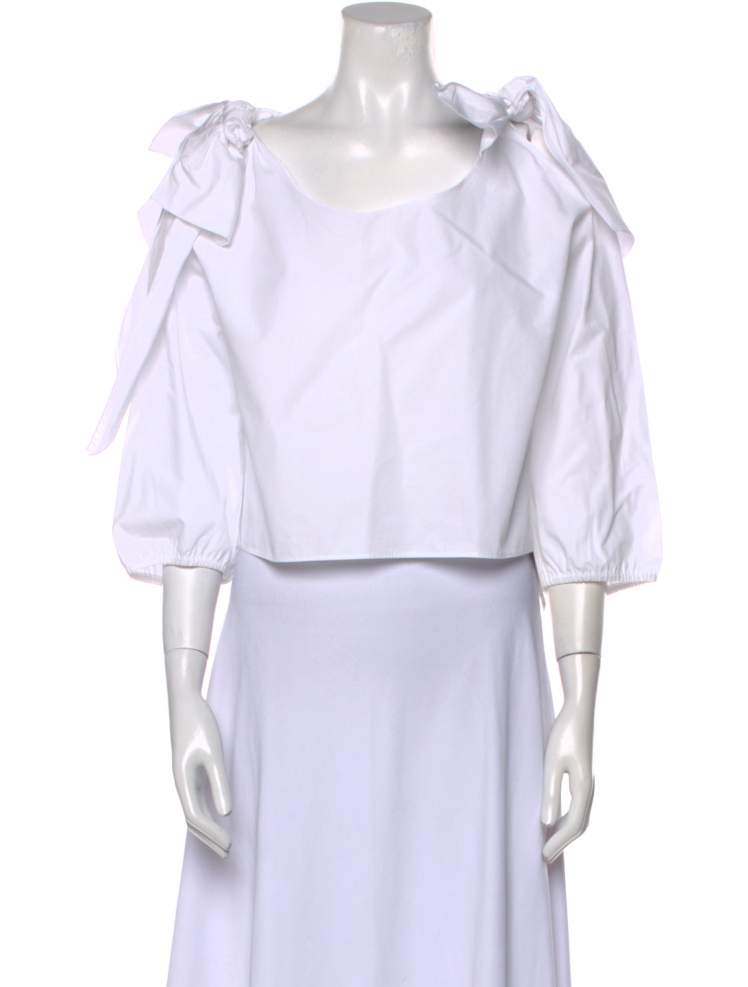 Chloé Scoop Neck Three-Quarter Sleeve Crop Top