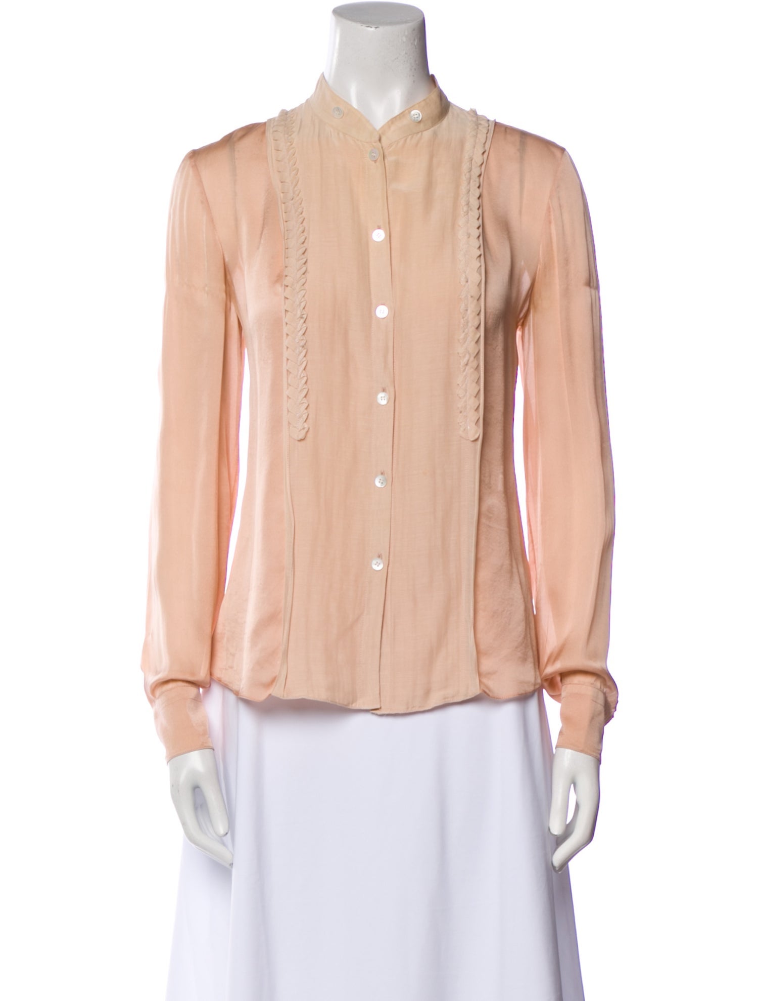 Chloé Silk Long Sleeve Button-Up Top