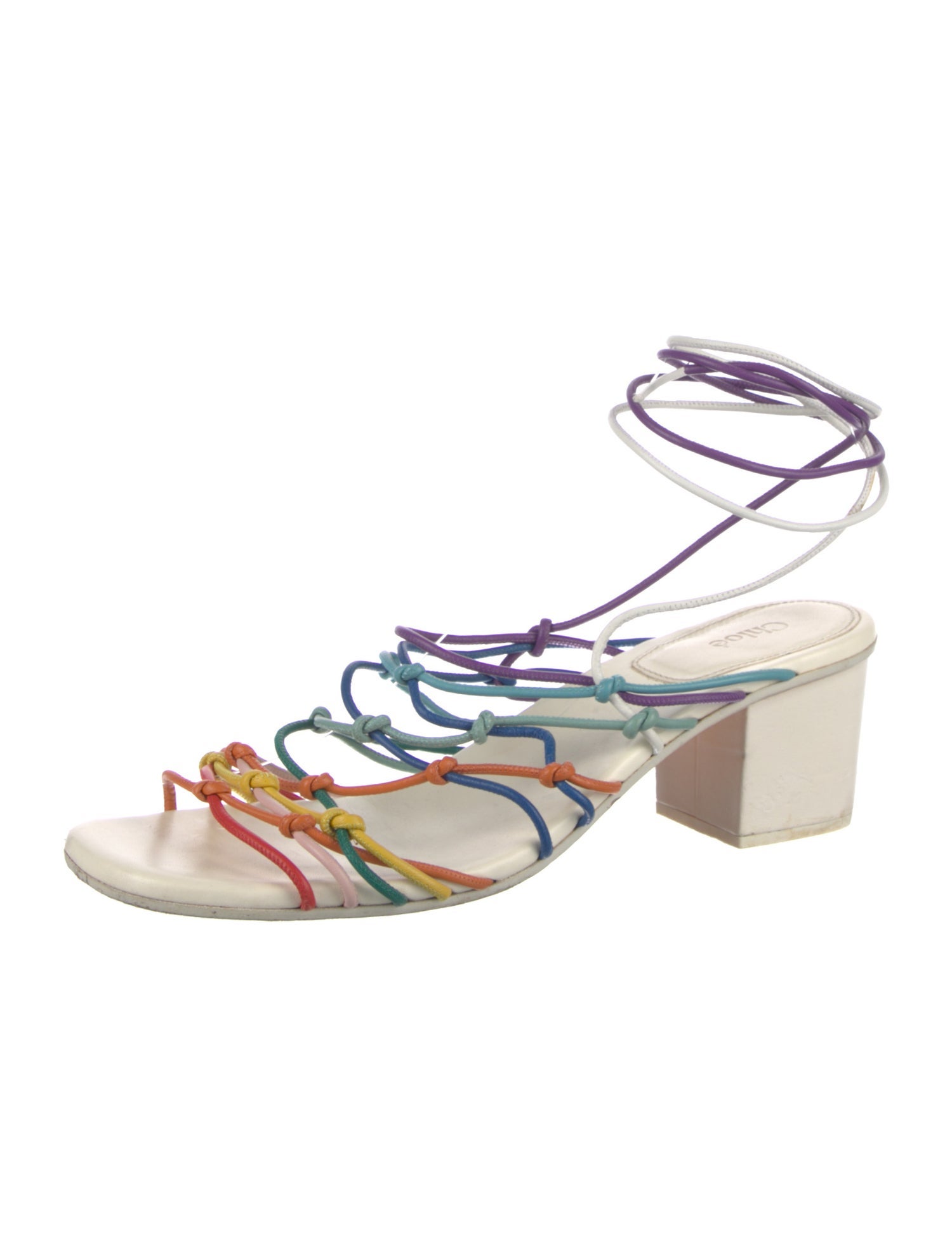 Chloé Leather Colorblock Pattern Sandals