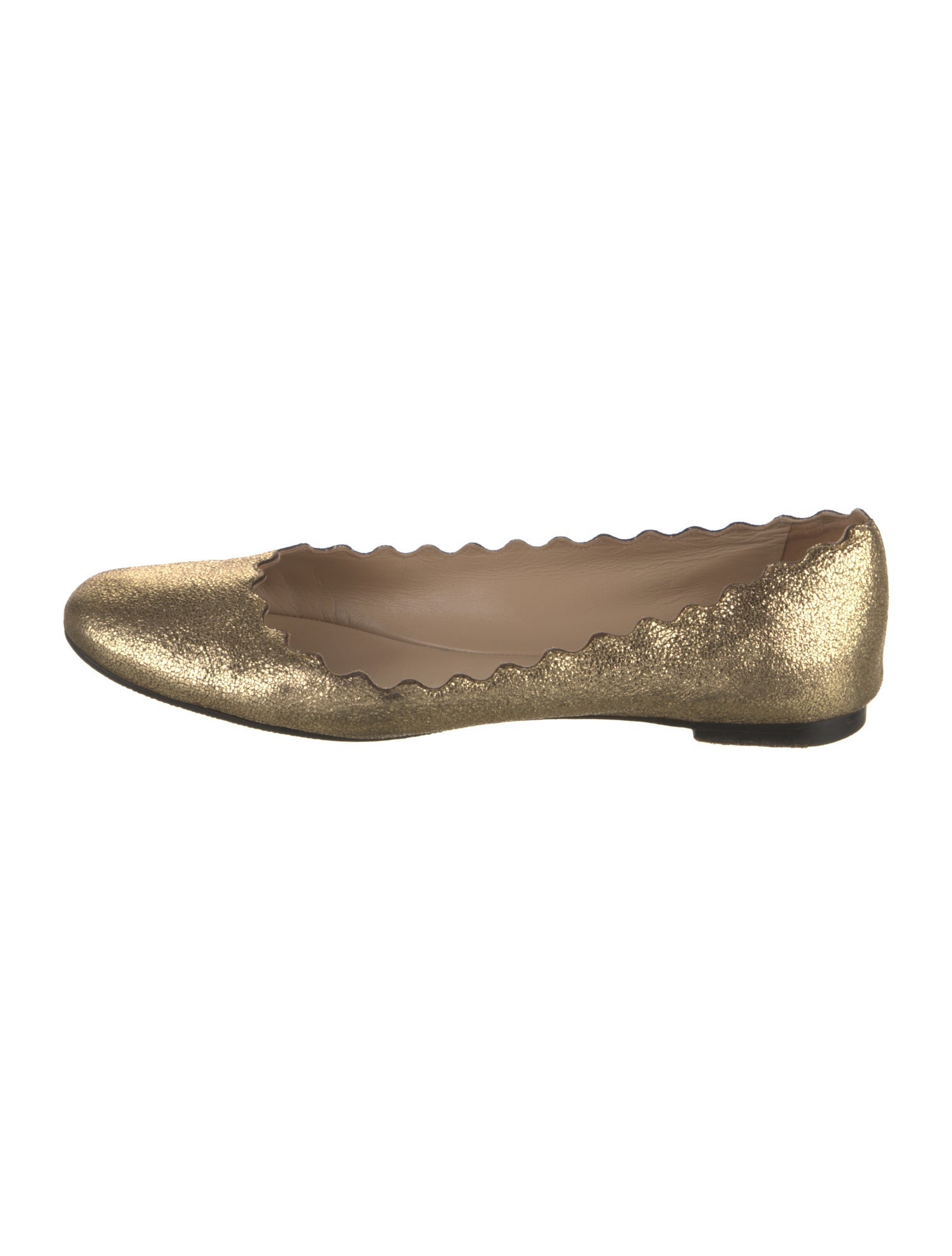 Chloé Leather Scalloped Accent Ballet Flats