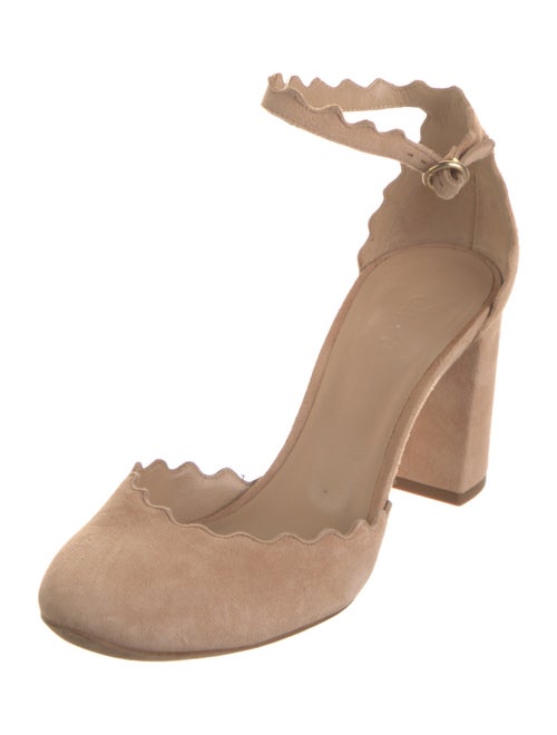 Chloé Suede Scalloped Accent D'Orsay Pumps