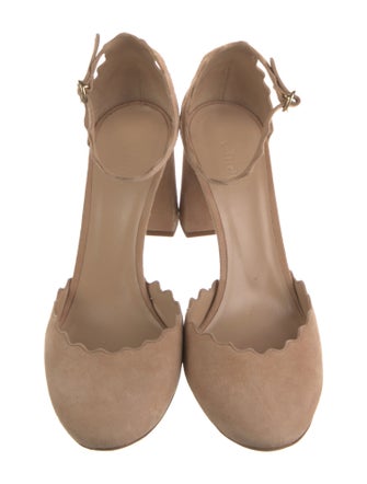 Chloé Suede Scalloped Accent D'Orsay Pumps