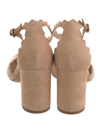 Chloé Suede Scalloped Accent D'Orsay Pumps