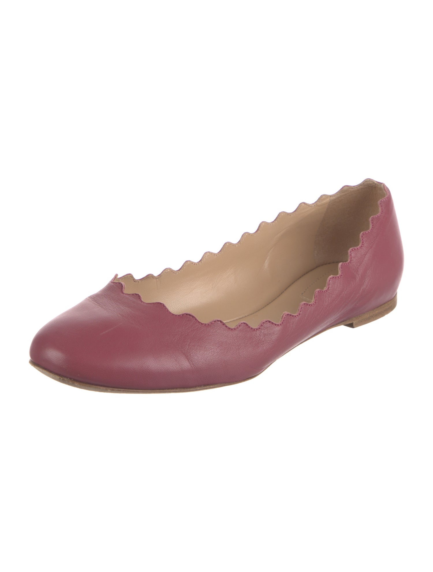 Chloé Leather Scalloped Accent Ballet Flats w/ Tags