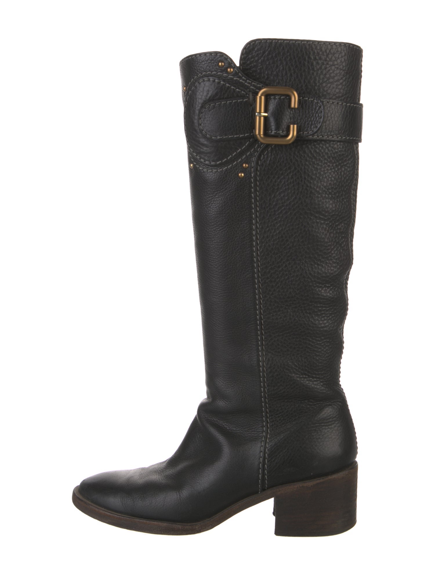 Chloé Leather Studded Accents Riding Boots