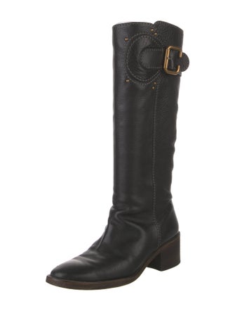 Chloé Leather Studded Accents Riding Boots