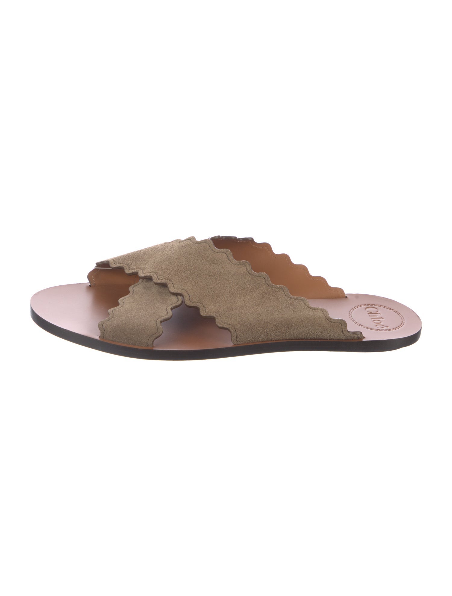 Chloé Suede Scalloped Accent Slides