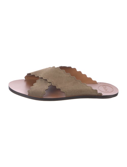 Chloé Suede Scalloped Accent Slides
