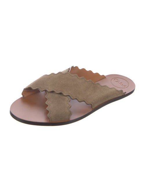 Chloé Suede Scalloped Accent Slides