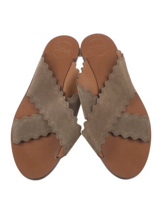 Chloé Suede Scalloped Accent Slides