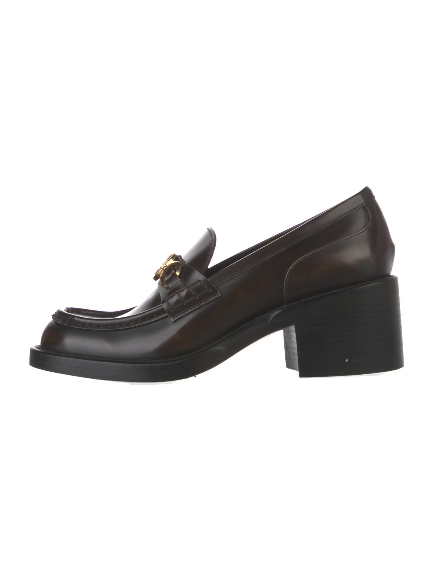 Chloé Leather Chain-Link Accents Loafers