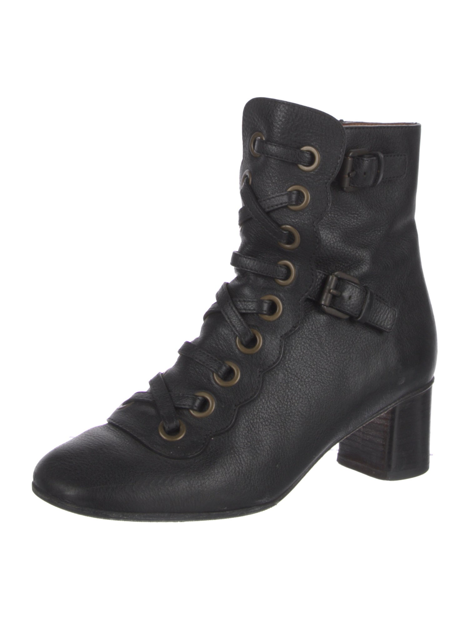 Chloé Leather Lace-Up Boots
