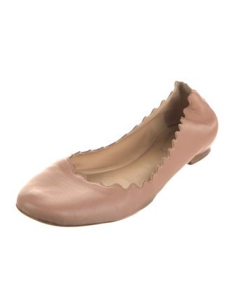 Chloé Leather Scalloped Accent Ballet Flats