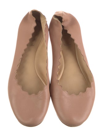 Chloé Leather Scalloped Accent Ballet Flats