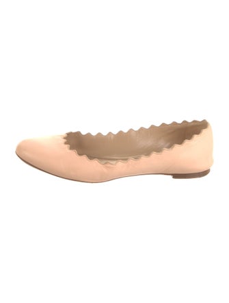 Chloé Leather Scalloped Accent Ballet Flats