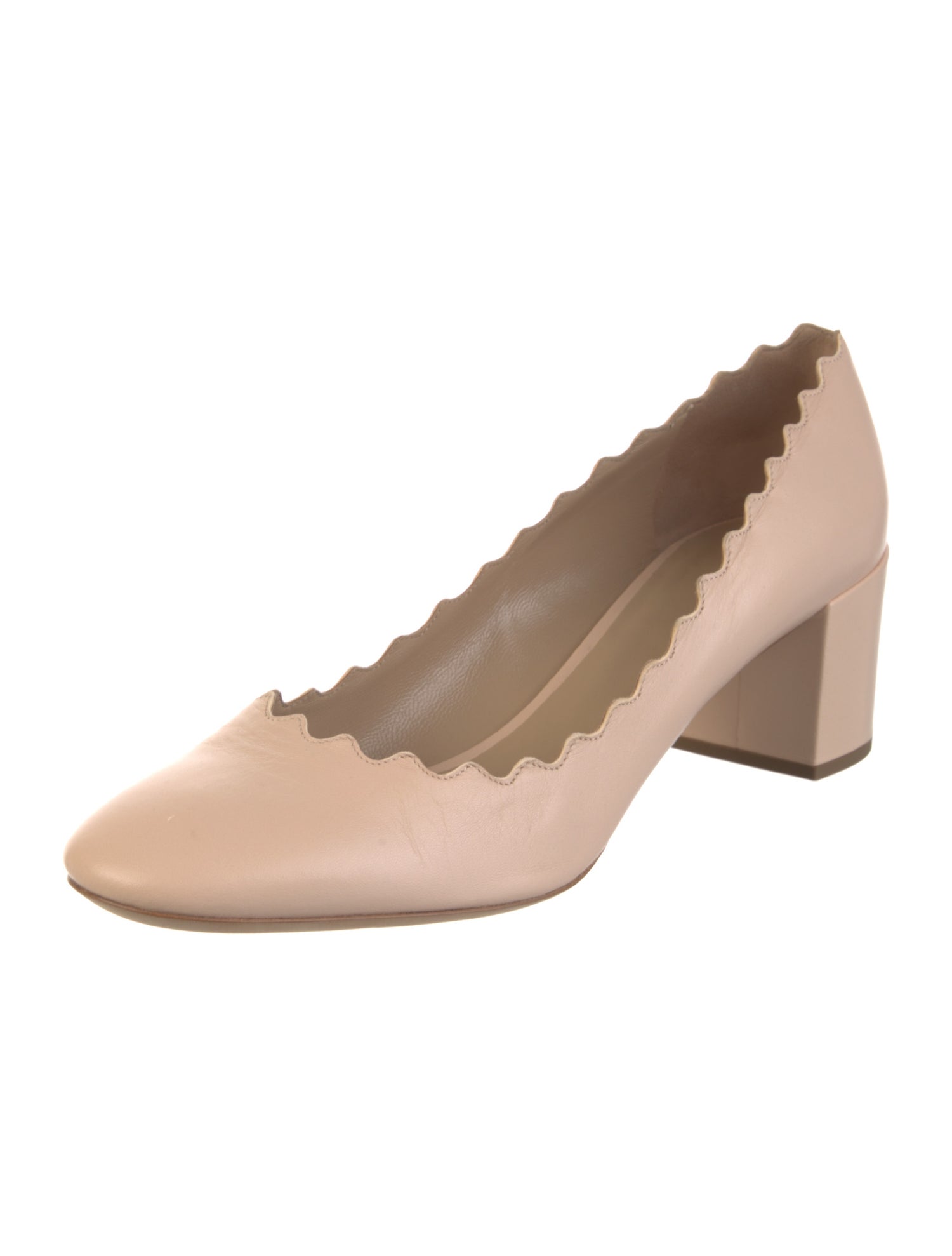 Chloé Leather Scalloped Accent Pumps