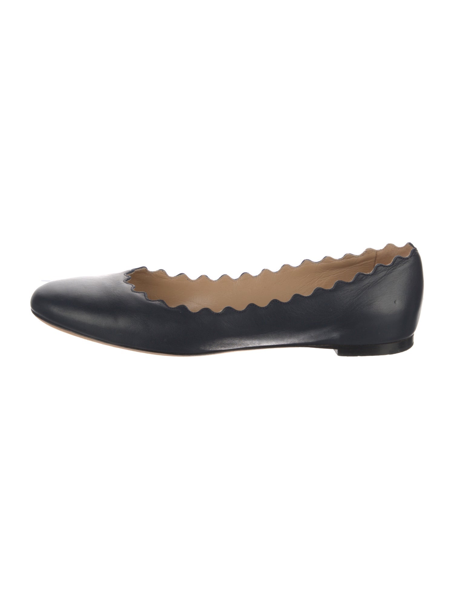 Chloé Leather Scalloped Accent Ballet Flats