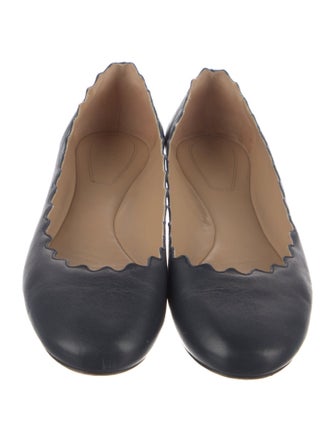 Chloé Leather Scalloped Accent Ballet Flats