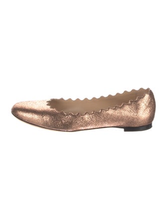 Chloé Leather Scalloped Accent Ballet Flats