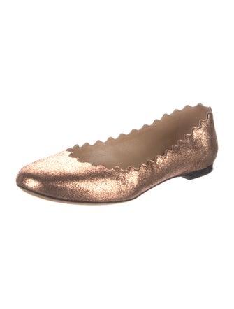 Chloé Leather Scalloped Accent Ballet Flats