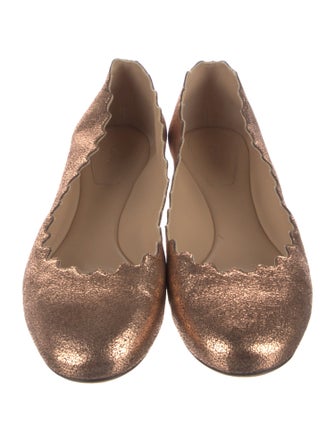 Chloé Leather Scalloped Accent Ballet Flats