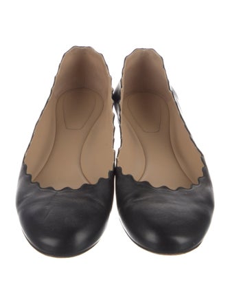 Chloé Leather Scalloped Accent Ballet Flats