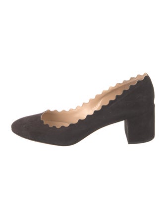 Chloé Suede Scalloped Accent Pumps