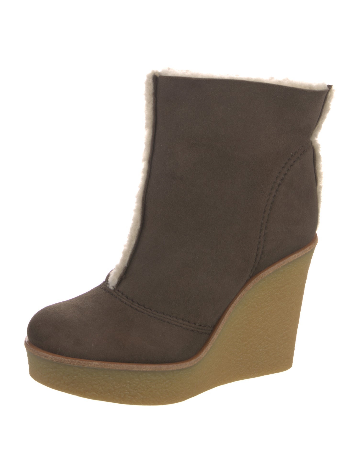 Chloé Suede Fur Trim Boots