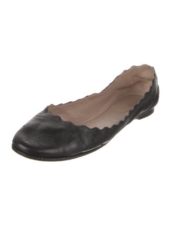 Chloé Leather Scalloped Accent Ballet Flats