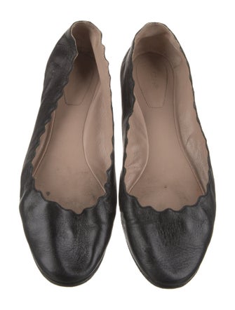 Chloé Leather Scalloped Accent Ballet Flats