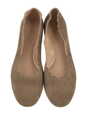 Chloé Suede Scalloped Accent Ballet Flats
