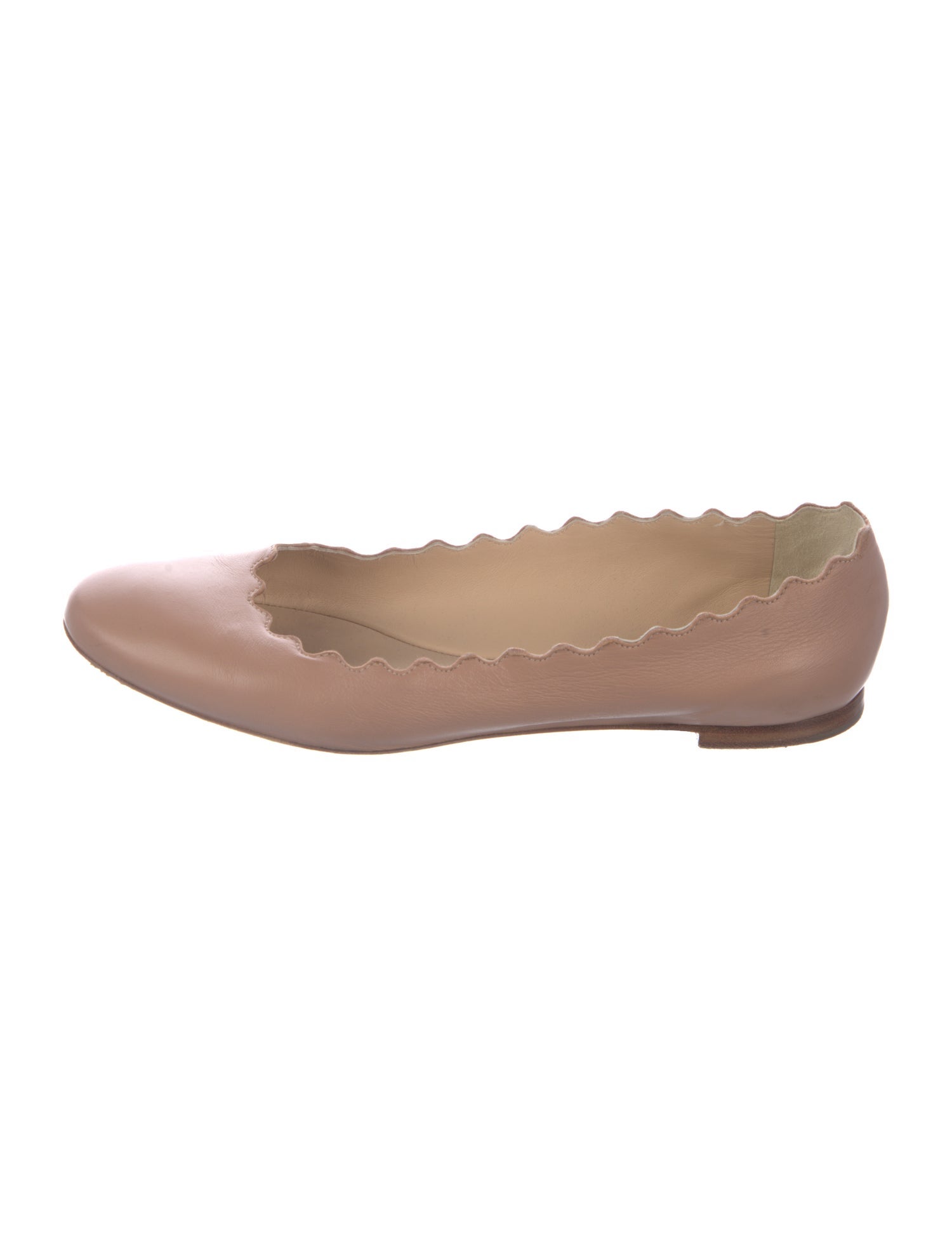 Chloé Leather Scalloped Accent Ballet Flats