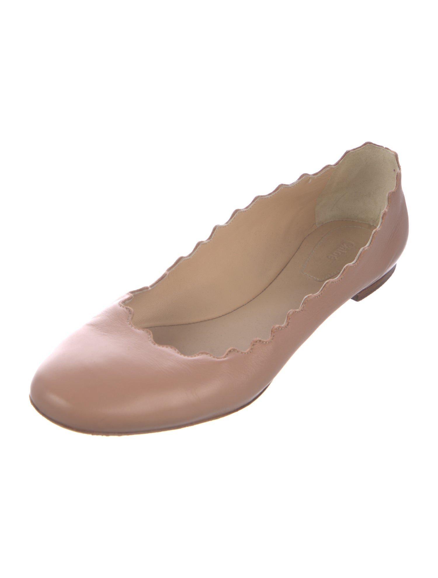 Chloé Leather Scalloped Accent Ballet Flats